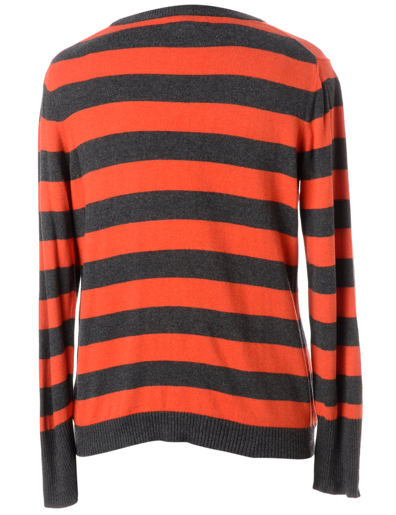 Beyond Retro Label Label Orange Zip Front Knitted Jumper