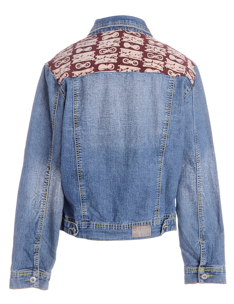 Beyond Retro Label Label Patterned Panel Denim Jacket