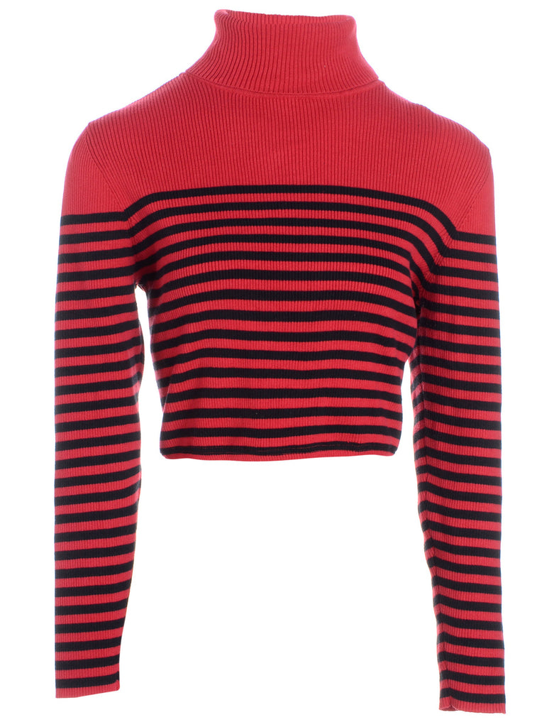 Beyond Retro Label Label Red Cropped Ribbed Knit