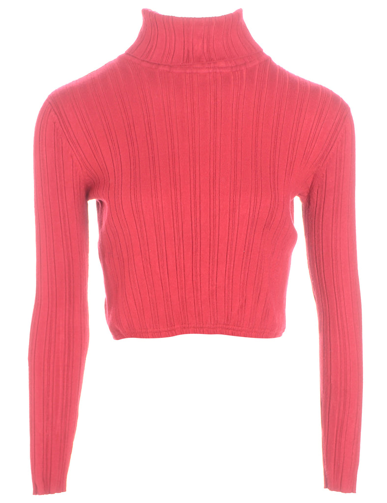 Beyond Retro Label Label Red Cropped Ribbed Knit
