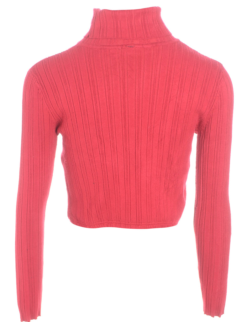 Beyond Retro Label Label Red Cropped Ribbed Knit