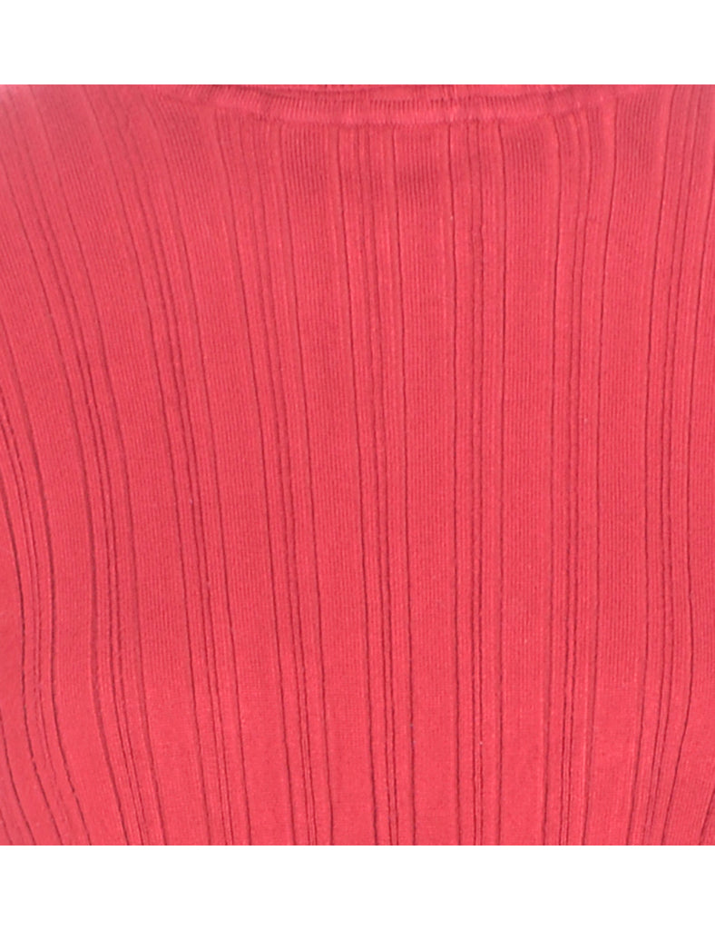 Beyond Retro Label Label Red Cropped Ribbed Knit