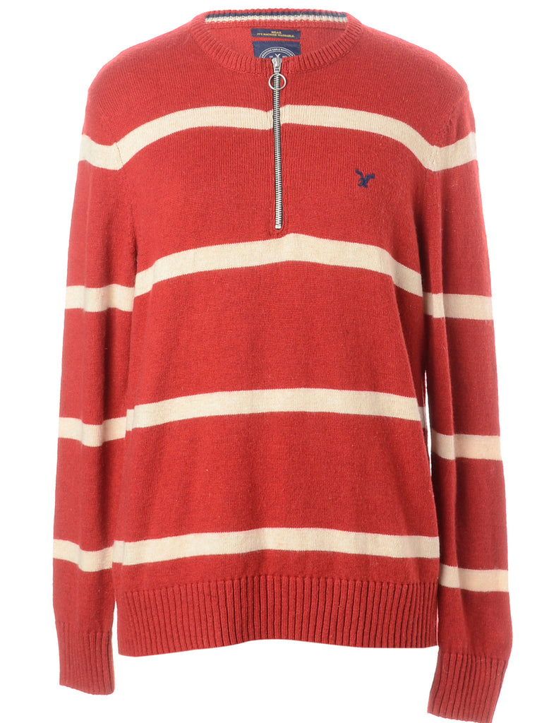 Beyond Retro Label Label Red Zip Front Knitted Jumper