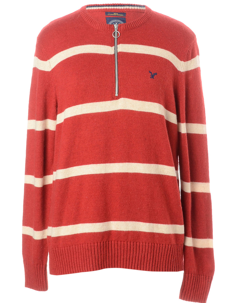 Beyond Retro Label Label Red Zip Front Knitted Jumper