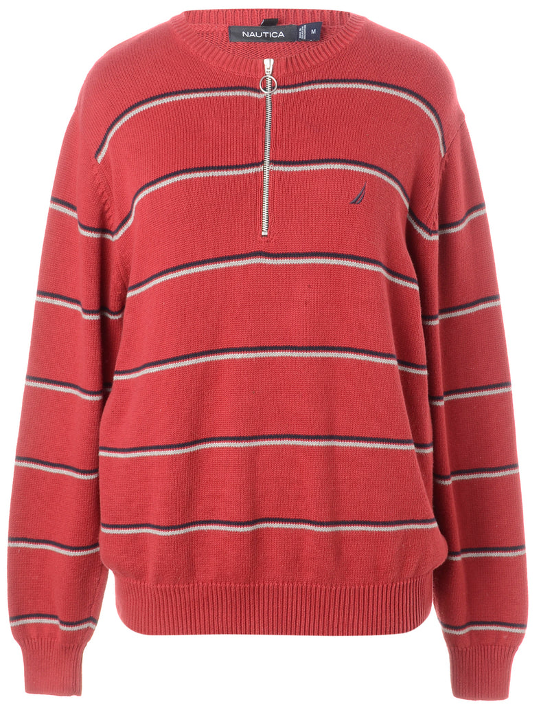 Beyond Retro Label Label Red Zip Front Knitted Jumper