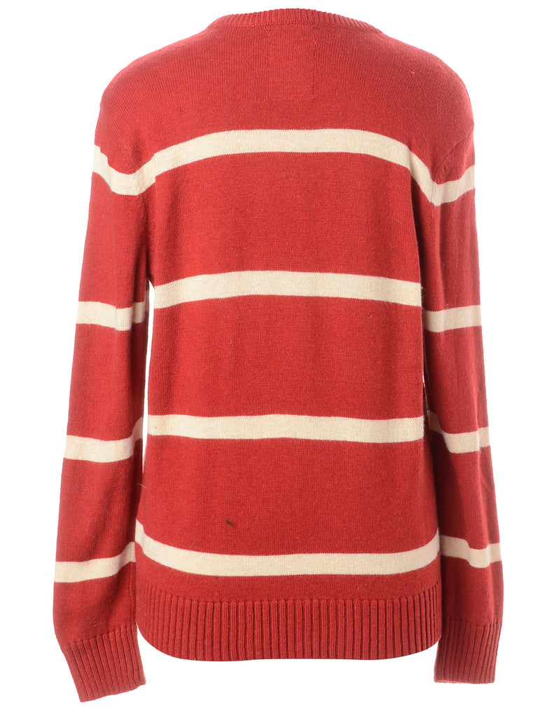 Beyond Retro Label Label Red Zip Front Knitted Jumper