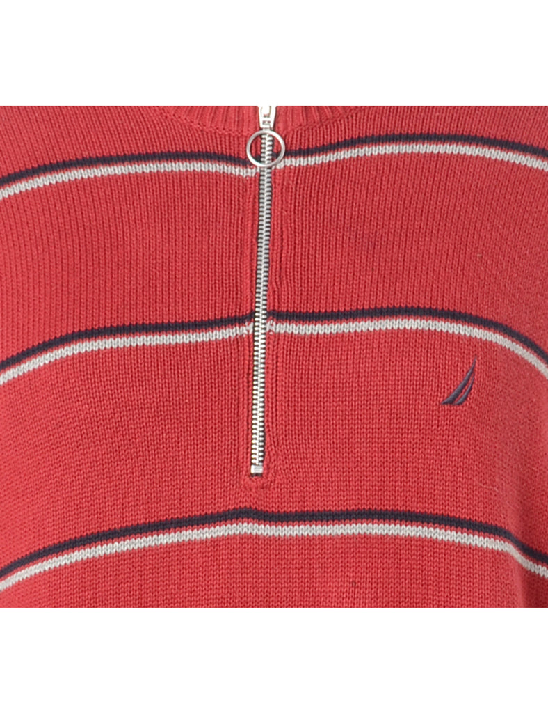 Beyond Retro Label Label Red Zip Front Knitted Jumper