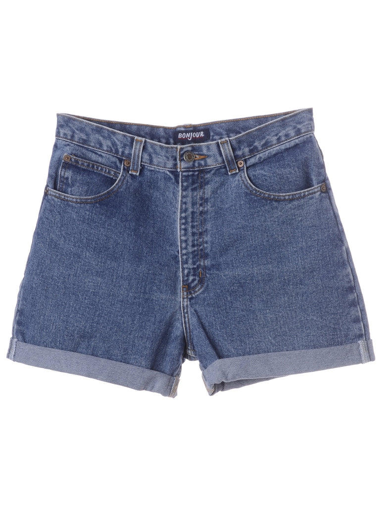 Beyond Retro Label Label Roll Hem Indigo Denim Shorts