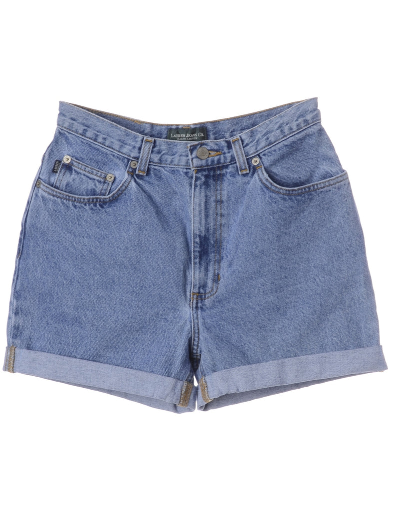 Beyond Retro Label Label Roll Hem Washed Indigo Denim Shorts
