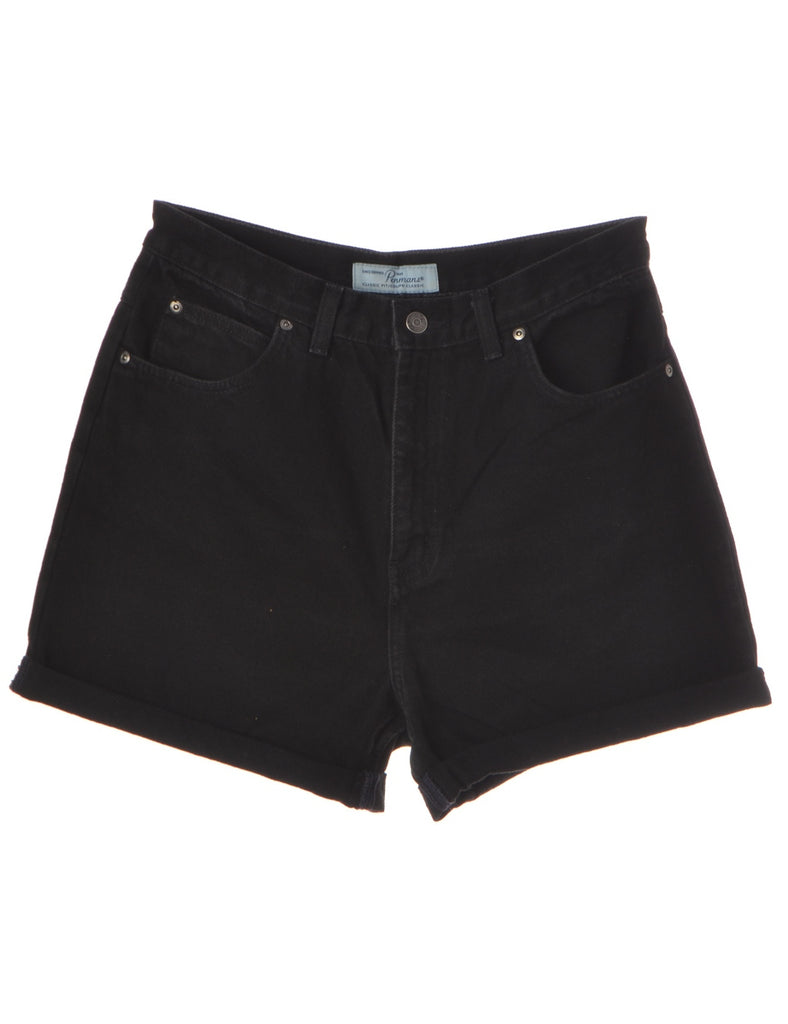 Beyond Retro Label Label Rolled Hem Black Denim Shorts