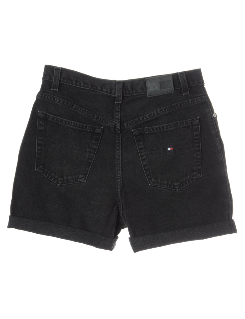 Beyond Retro Label Label Rolled Hem Black Denim Shorts