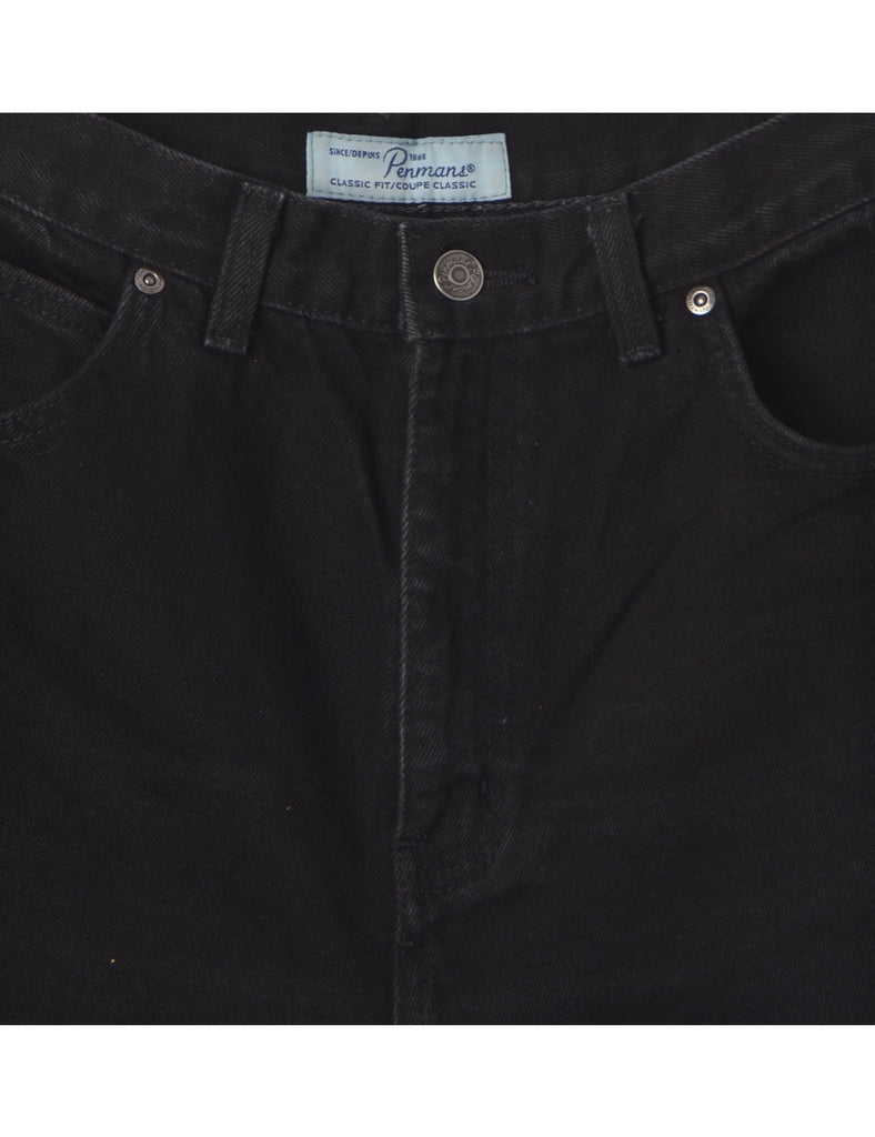 Beyond Retro Label Label Rolled Hem Black Denim Shorts