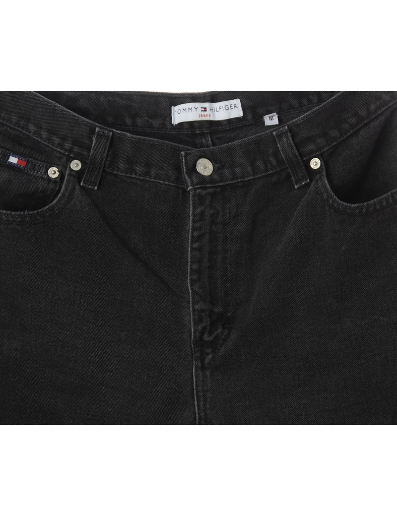 Beyond Retro Label Label Rolled Hem Black Denim Shorts