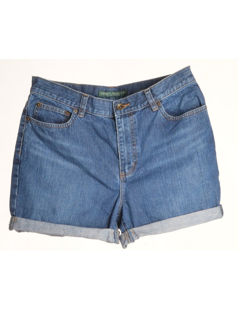 Beyond Retro Label Label Rolled Hem Indigo Denim Shorts