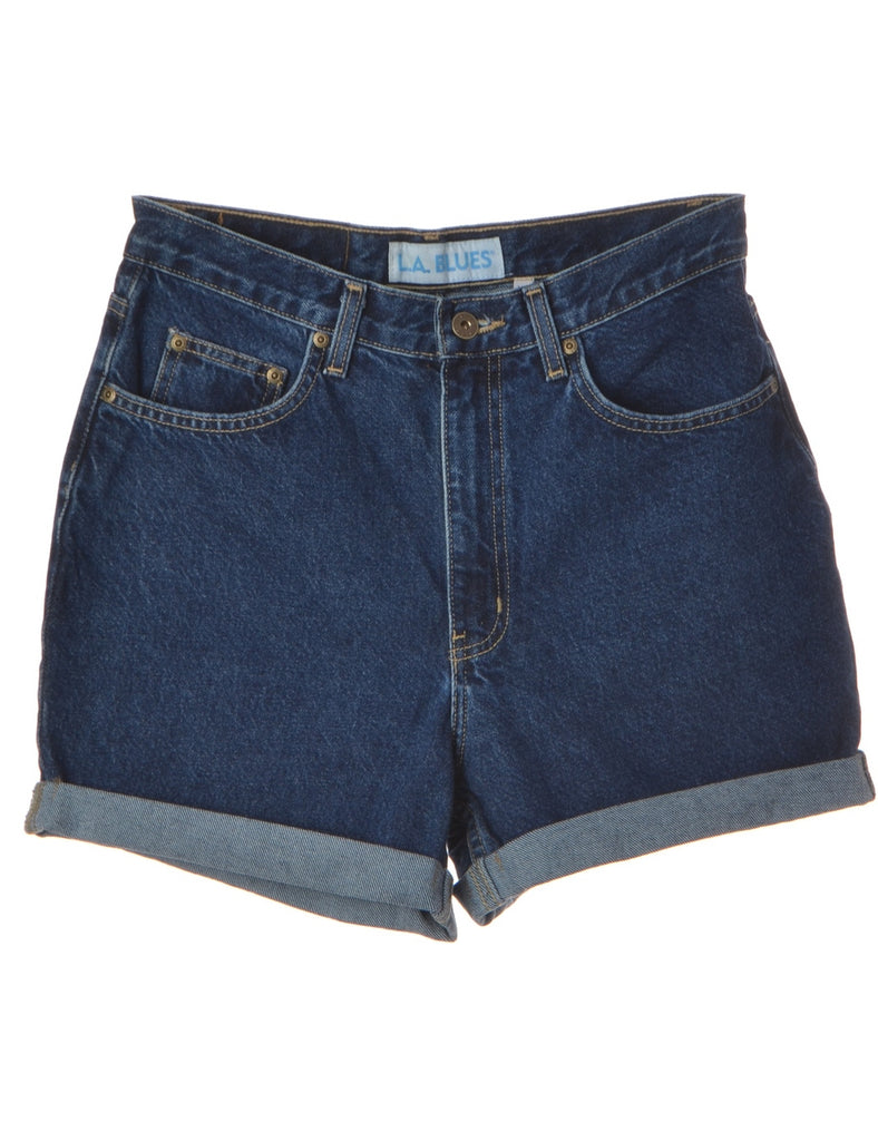 Beyond Retro Label Label Rolled Hem Indigo Denim Shorts