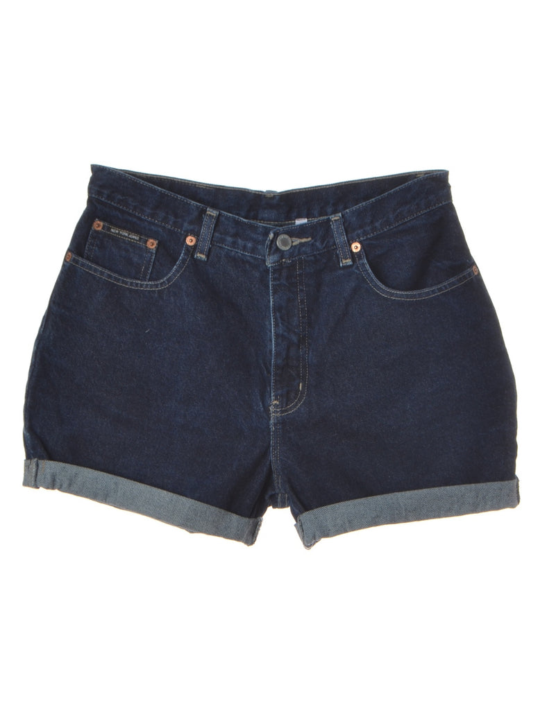 Beyond Retro Label Label Rolled Hem Indigo Denim Shorts