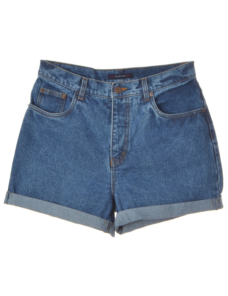 Beyond Retro Label Label Rolled Hem Indigo Denim Shorts