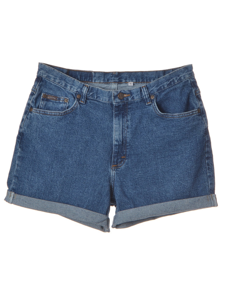 Beyond Retro Label Label Rolled Hem Indigo Denim Shorts