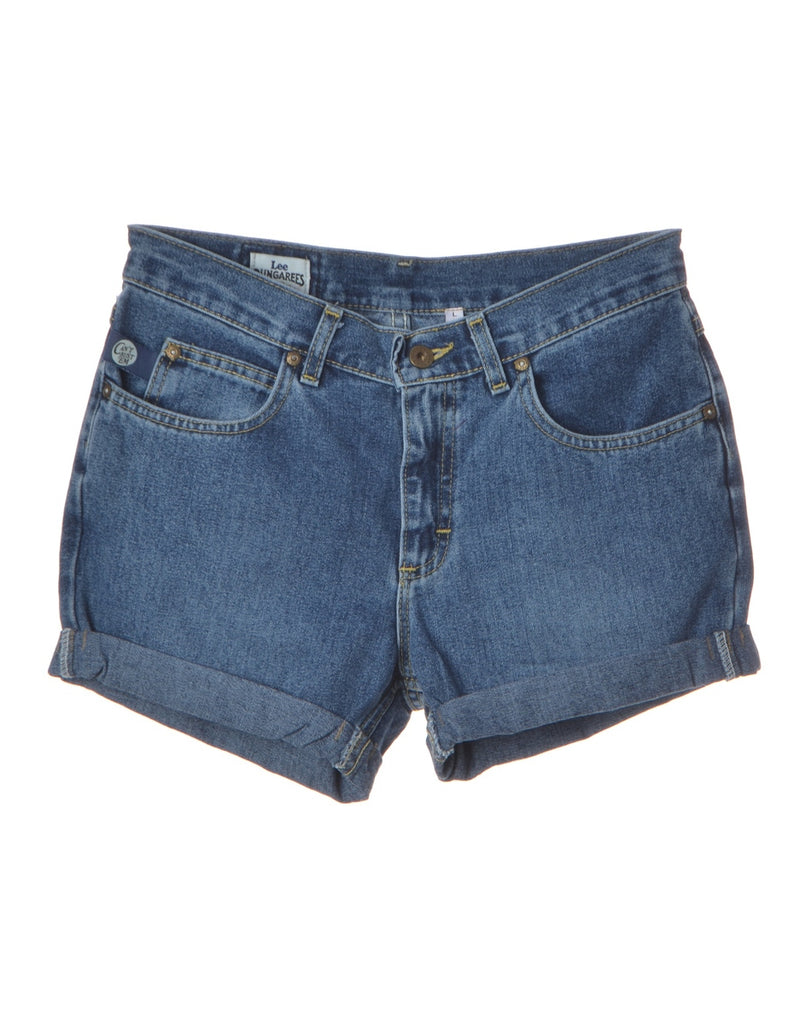 Beyond Retro Label Label Rolled Hem Indigo Denim Shorts