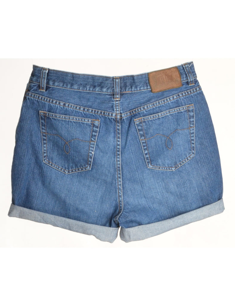 Beyond Retro Label Label Rolled Hem Indigo Denim Shorts