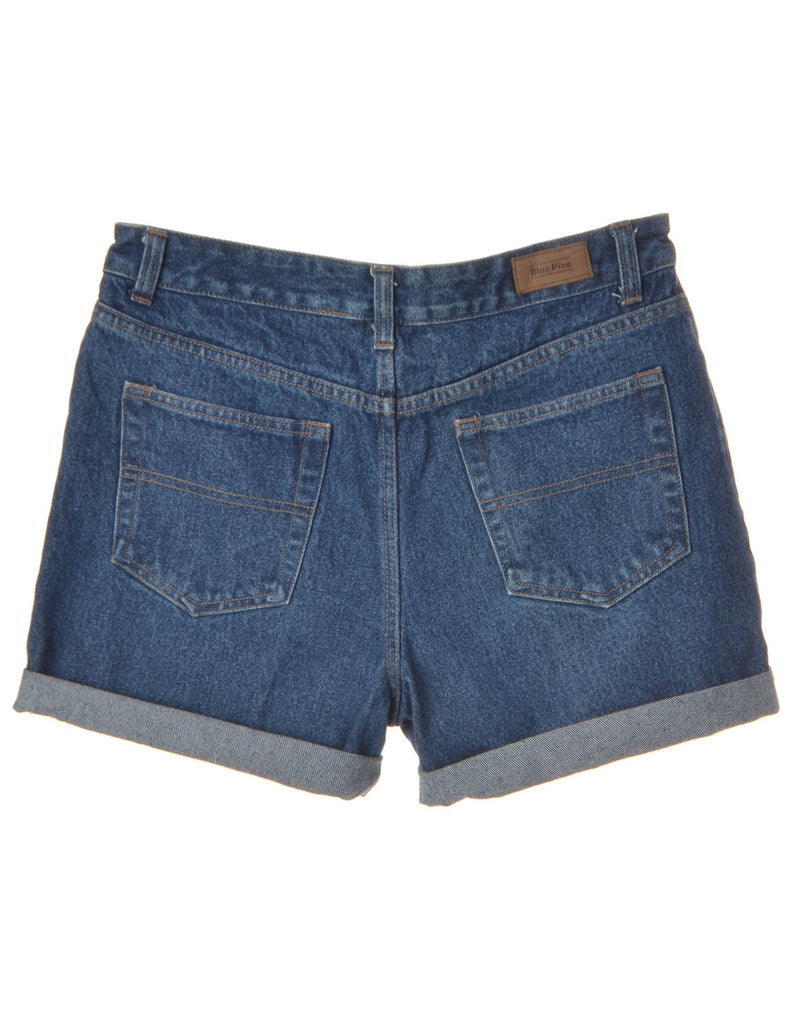 Beyond Retro Label Label Rolled Hem Indigo Denim Shorts
