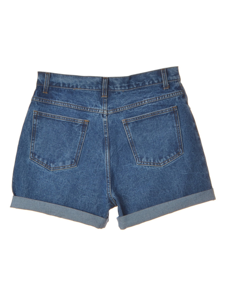 Beyond Retro Label Label Rolled Hem Indigo Denim Shorts