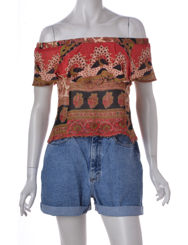 Beyond Retro Label Label Rolled Hem Indigo Denim Shorts