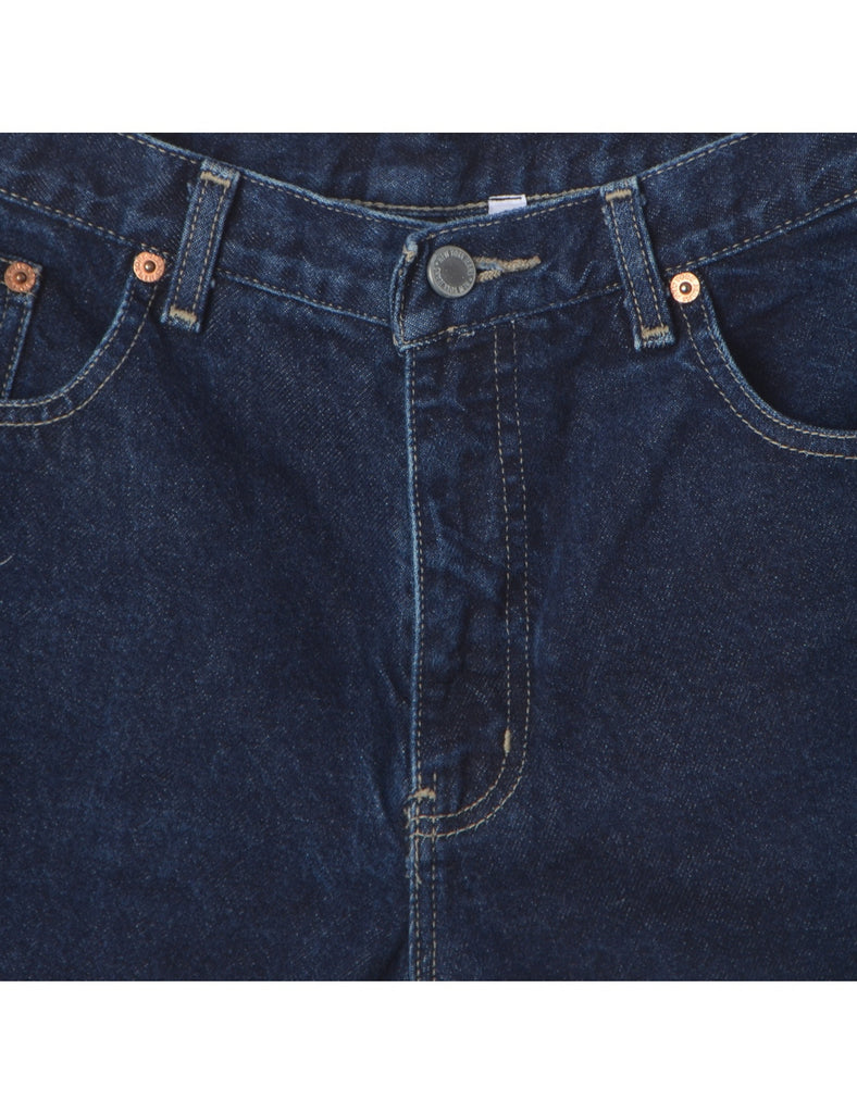 Beyond Retro Label Label Rolled Hem Indigo Denim Shorts
