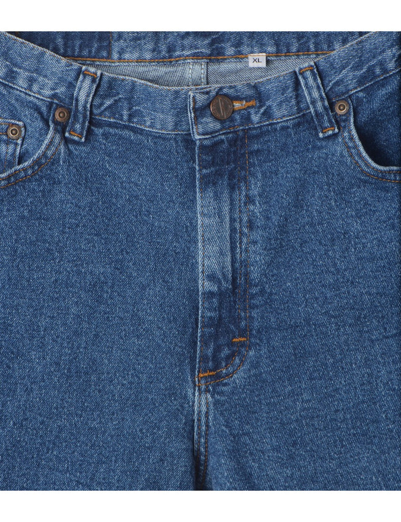 Beyond Retro Label Label Rolled Hem Indigo Denim Shorts