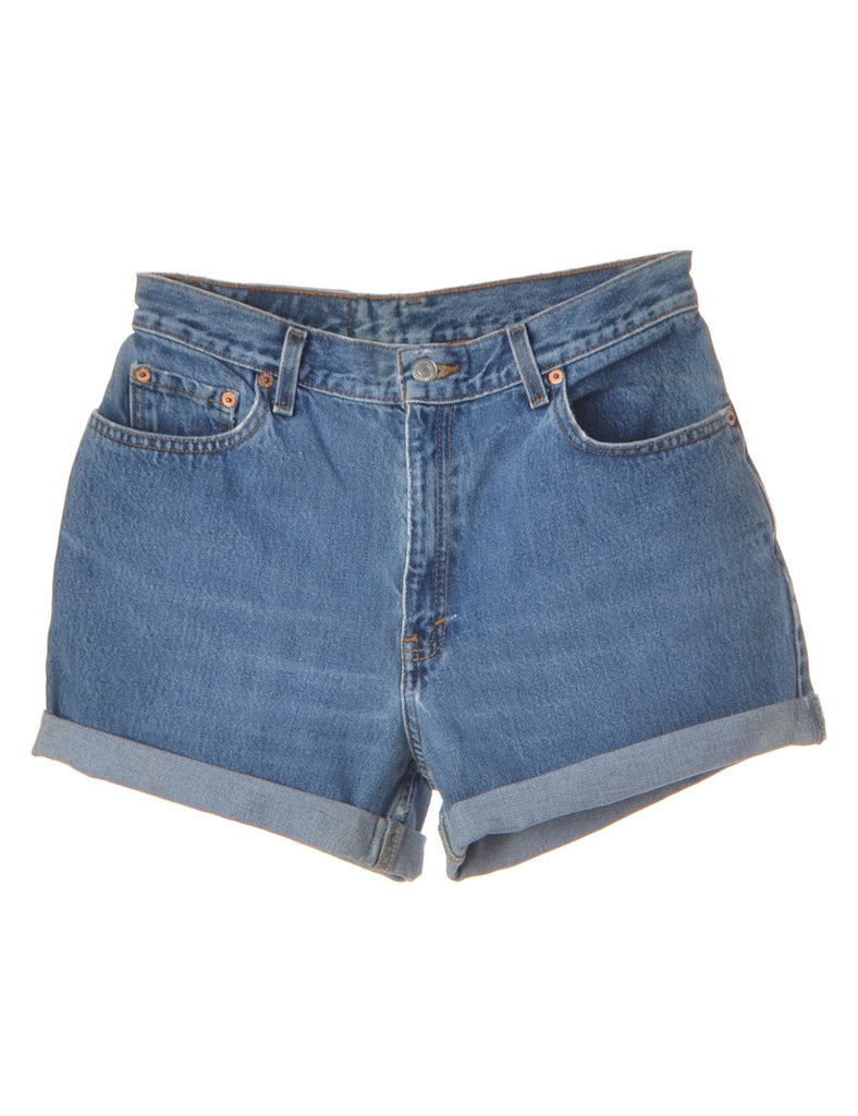 Beyond Retro Label Label Rolled Hem Medium Wash Denim Shorts