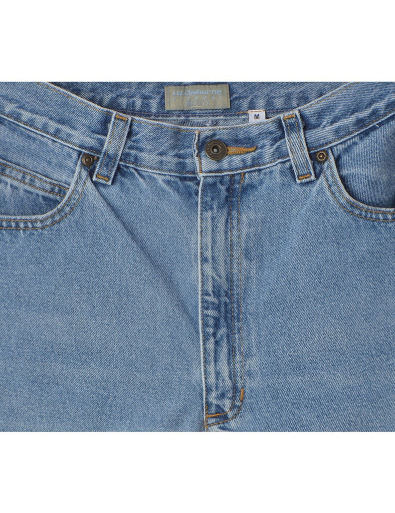 Beyond Retro Label Label Rolled Hem Medium Wash Denim Shorts