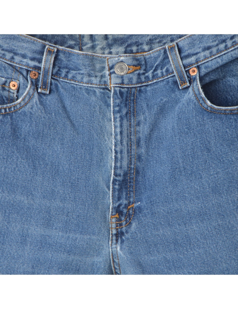 Beyond Retro Label Label Rolled Hem Medium Wash Denim Shorts