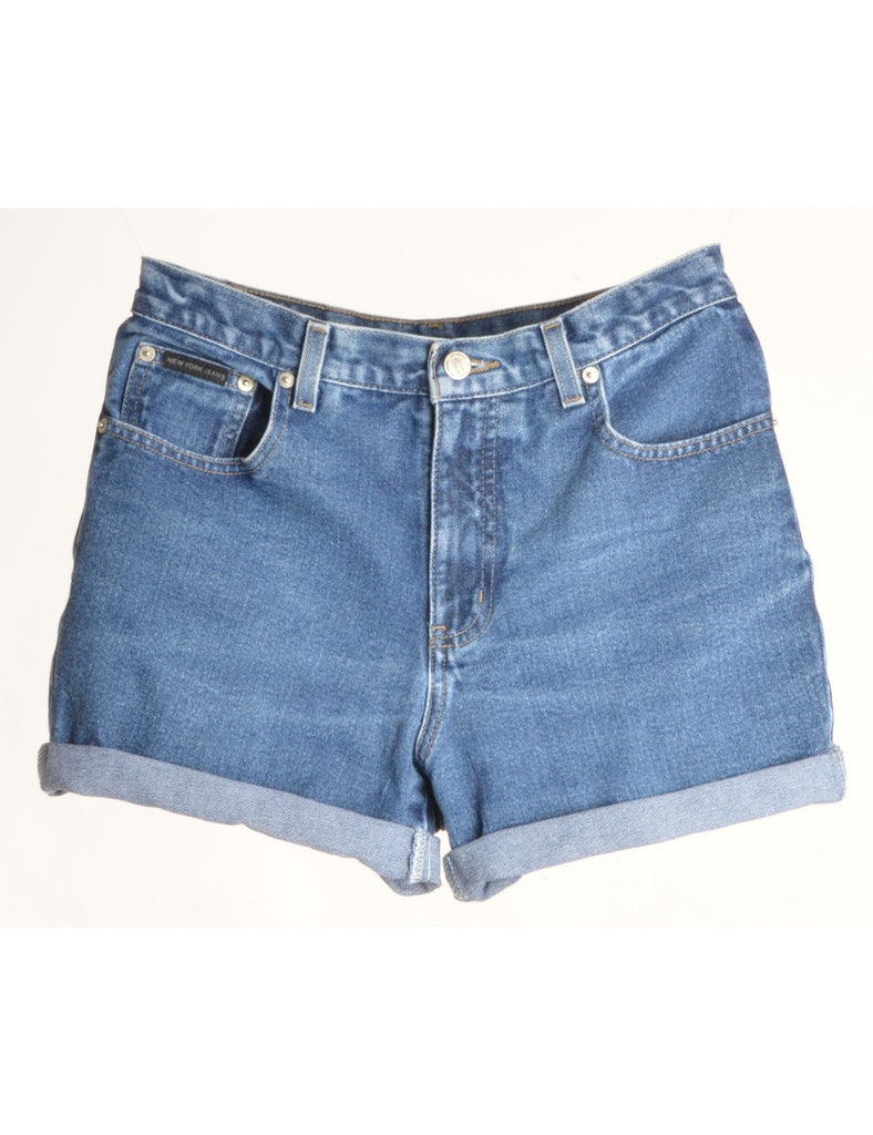 Beyond Retro Label Label Rolled Hem Stone Wash Denim Shorts