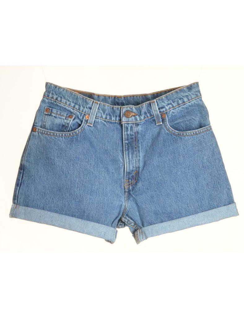 Beyond Retro Label Label Rolled Hem Stone Wash Denim Shorts