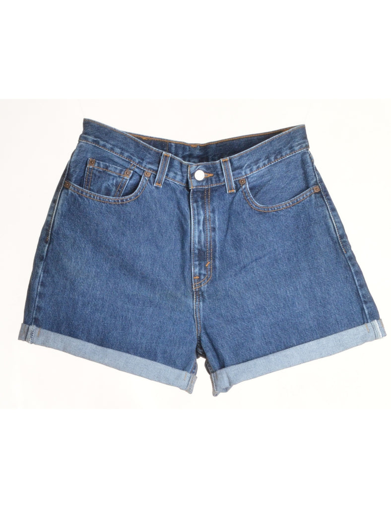 Beyond Retro Label Label Rolled Hem Stone Wash Denim Shorts