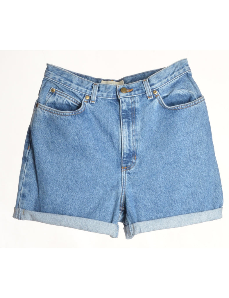 Beyond Retro Label Label Rolled Hem Stone Wash Denim Shorts