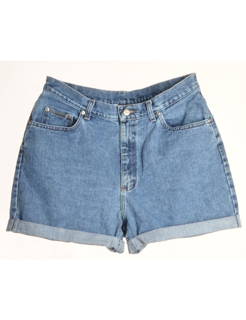 Beyond Retro Label Label Rolled Hem Stone Wash Denim Shorts