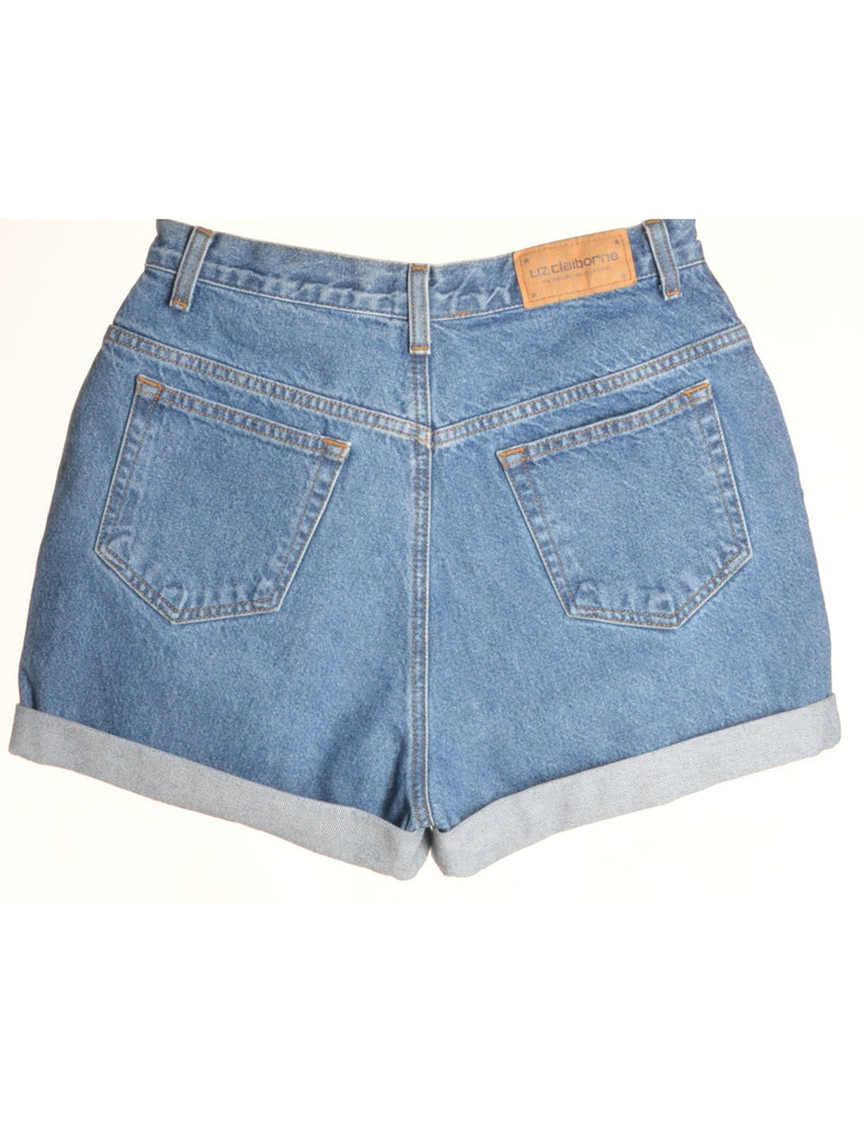 Beyond Retro Label Label Rolled Hem Stone Wash Denim Shorts