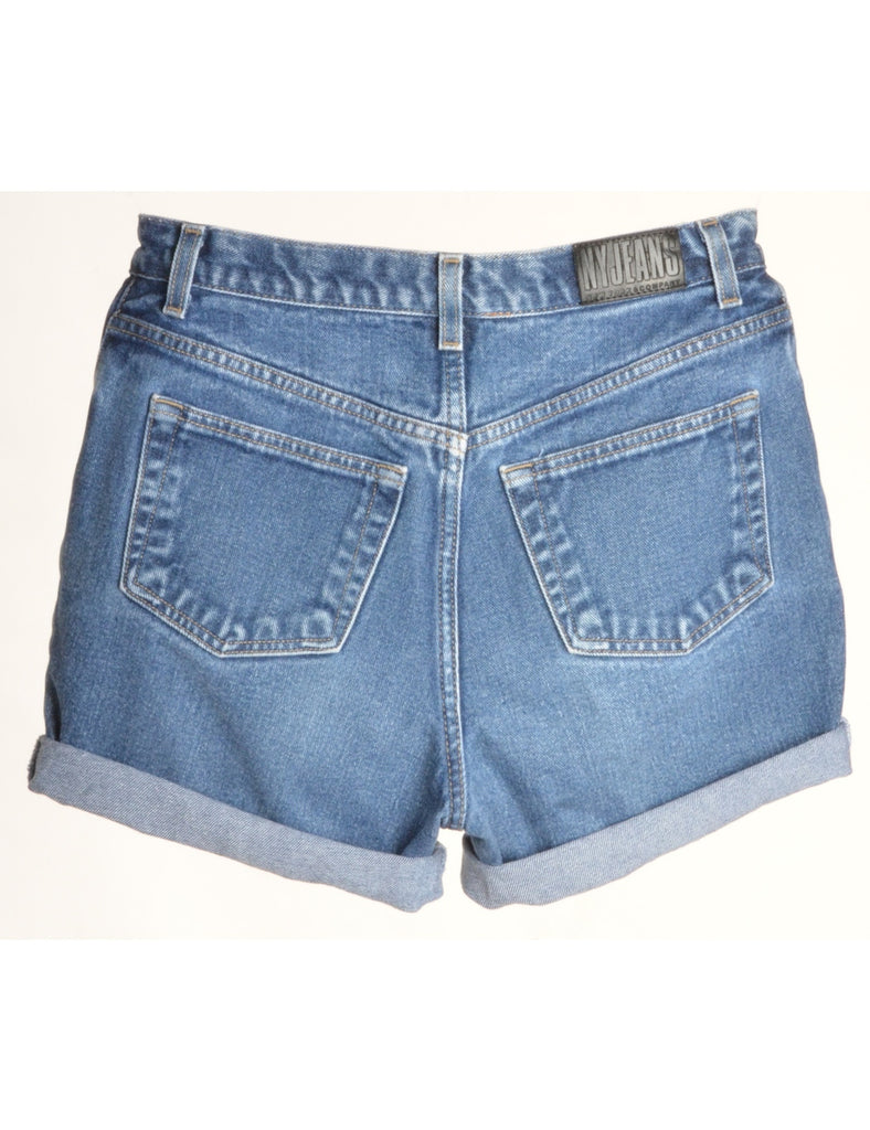 Beyond Retro Label Label Rolled Hem Stone Wash Denim Shorts