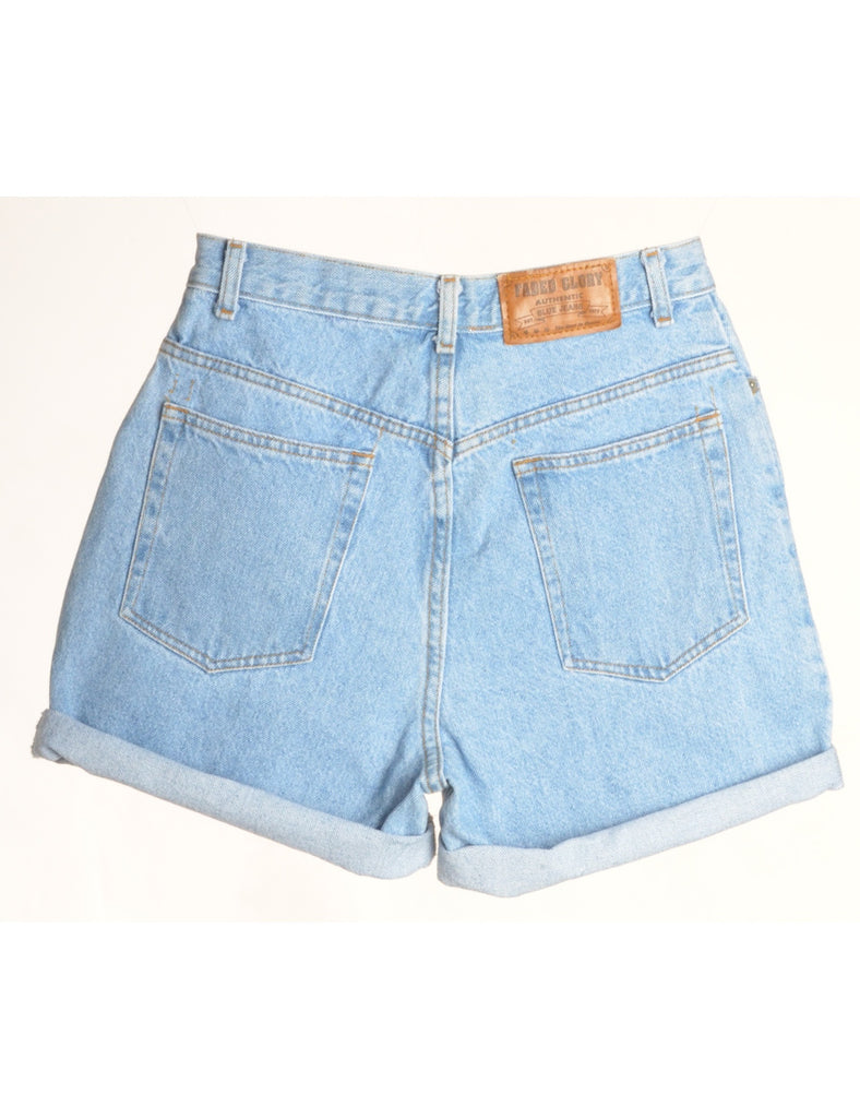 Beyond Retro Label Label Rolled Hem Stone Wash Denim Shorts