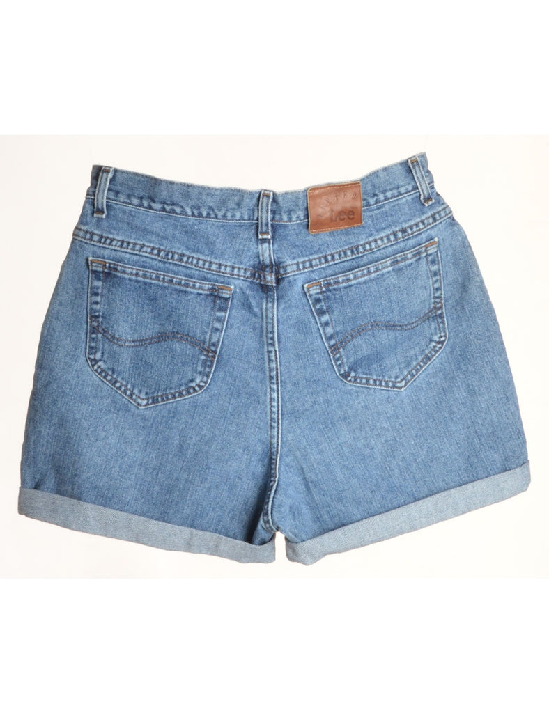Beyond Retro Label Label Rolled Hem Stone Wash Denim Shorts