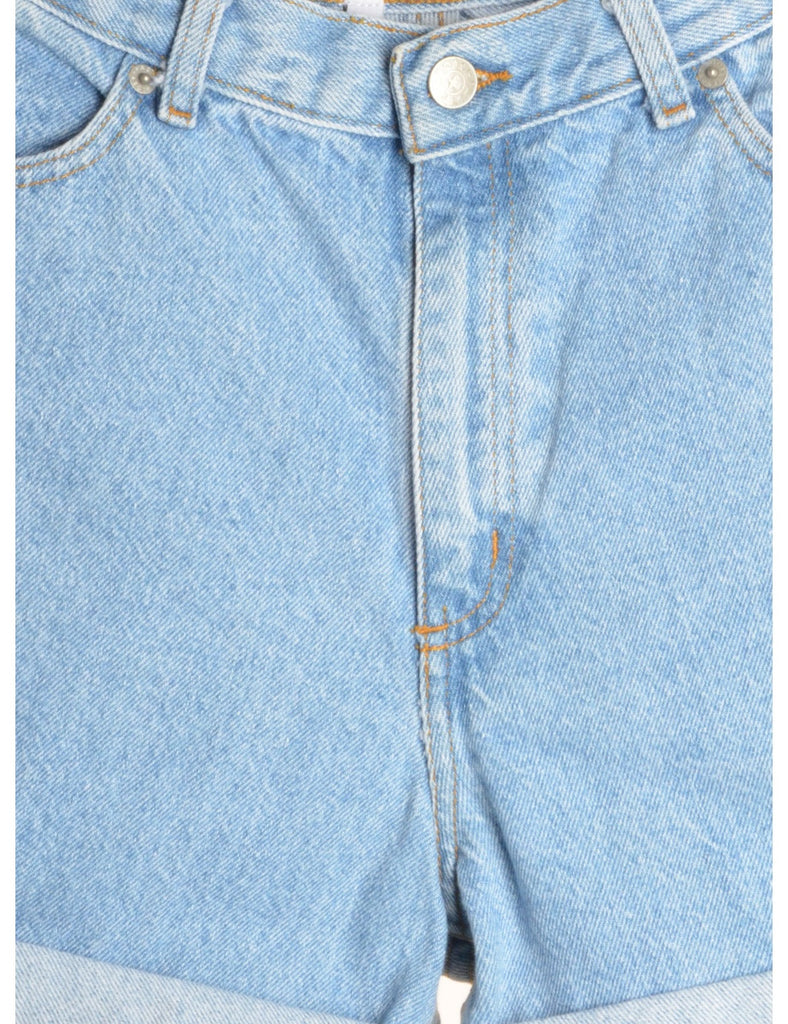 Beyond Retro Label Label Rolled Hem Stone Wash Denim Shorts