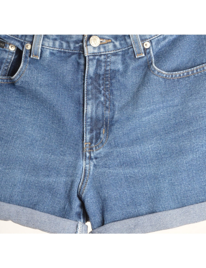 Beyond Retro Label Label Rolled Hem Stone Wash Denim Shorts