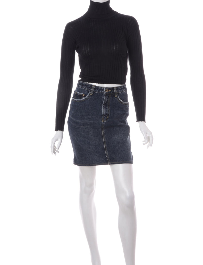 Beyond Retro Label Label Short Black Denim Skirt