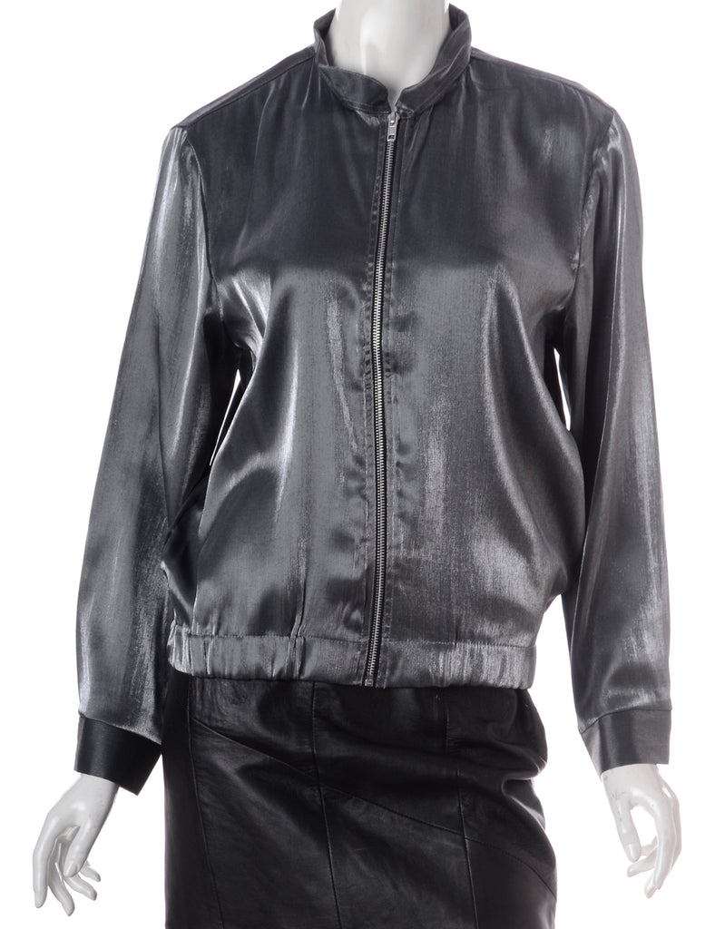 Beyond Retro Label Label Silver Blouse Bomber