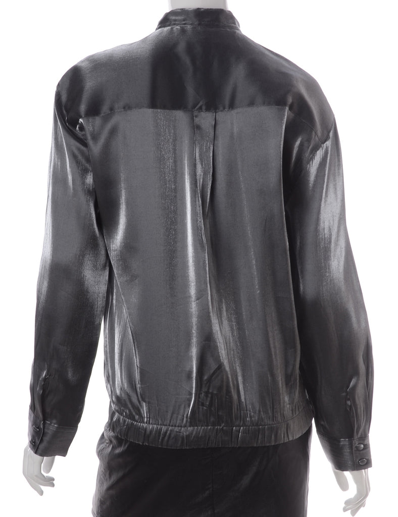 Beyond Retro Label Label Silver Blouse Bomber