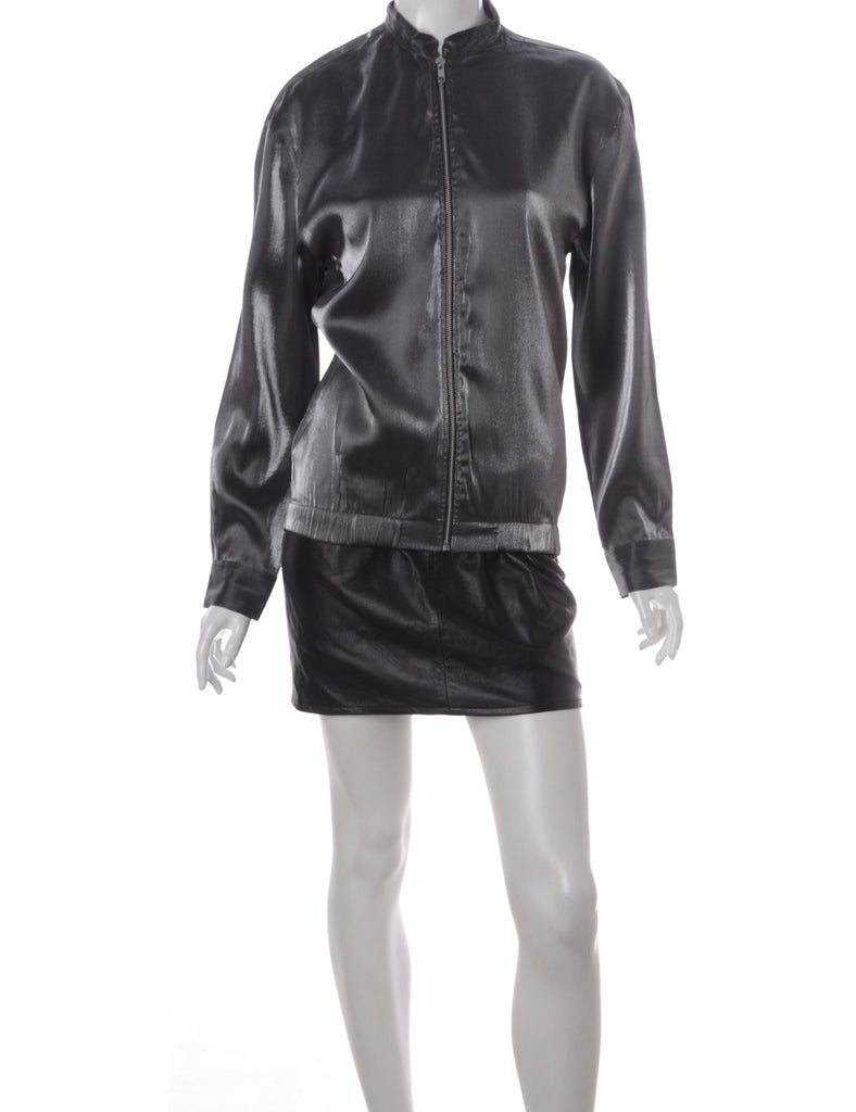Beyond Retro Label Label Silver Blouse Bomber