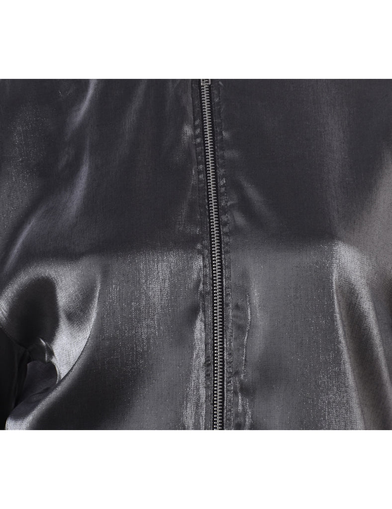 Beyond Retro Label Label Silver Blouse Bomber