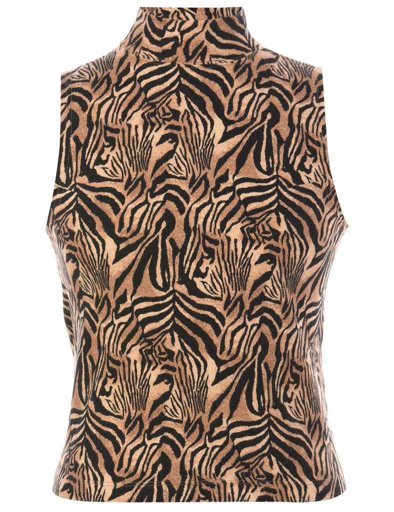 Beyond Retro Label Label Sleeveless Mock Neck Crop Top