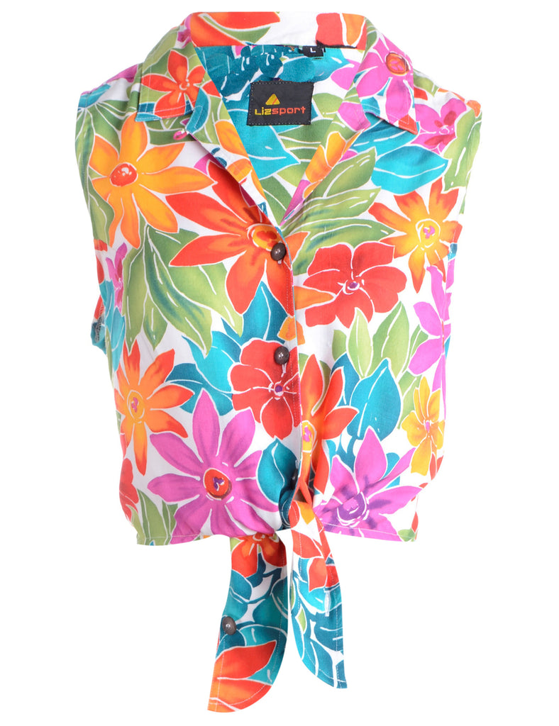 Beyond Retro Label Label Sleeveless Tie Front Cotton Shirt